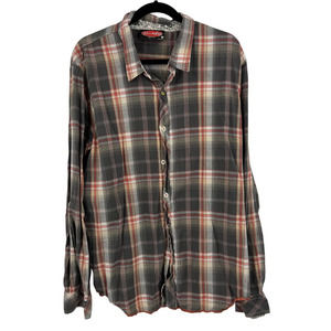 Mambo Australia Flannel Plaid Red Brown Snap & Button Up Western Men's XL Xlarge